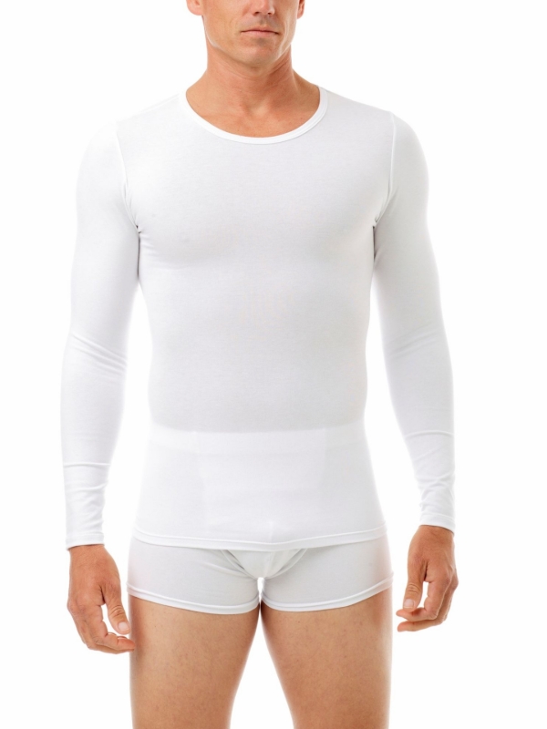 Underworks men's cotton spandex crew neck long sleeve compression shirt SKU 597 - breathable base layer for muscle support and shaping