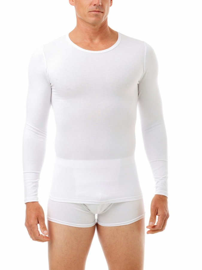 Underworks men's cotton spandex crew neck long sleeve compression shirt SKU 597 - breathable base layer for muscle support and shaping