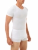 Man modeling an Underworks Cotton Spandex Crew Neck T-Shirt, showing its slimming effect and comfortable fit for all-day wear
