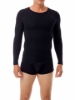 Underworks men's black cotton spandex crew neck long sleeve compression shirt SKU 597 - breathable base layer for muscle support and shaping