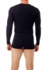 Breathable black cotton spandex long sleeve crew neck undershirt for men - Underworks compression top for athletic recovery, back support & slimming
