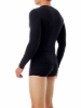 USA-made Underworks 597 men's black cotton spandex long sleeve compression shirt - powerful yet undetectable crew neck top for daily wear