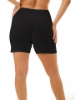 Durable black anti-chafing boy shorts for women, 100% combed cotton with double panels.