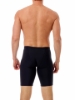 Back of black compression shorts on model
