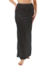 Black Underworks nylon maxi half slip shown from front, featuring latex-free elastic waist, delicate lace trim, and single side slit for ease of movement under long dresses or skirts.