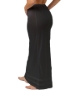 Black Underworks nylon maxi slip with lace trim, side slit, and latex-free elastic waist