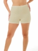 Women's beige cotton trunk shorts with 5-inch inseam anti-chafing protection from Underworks.